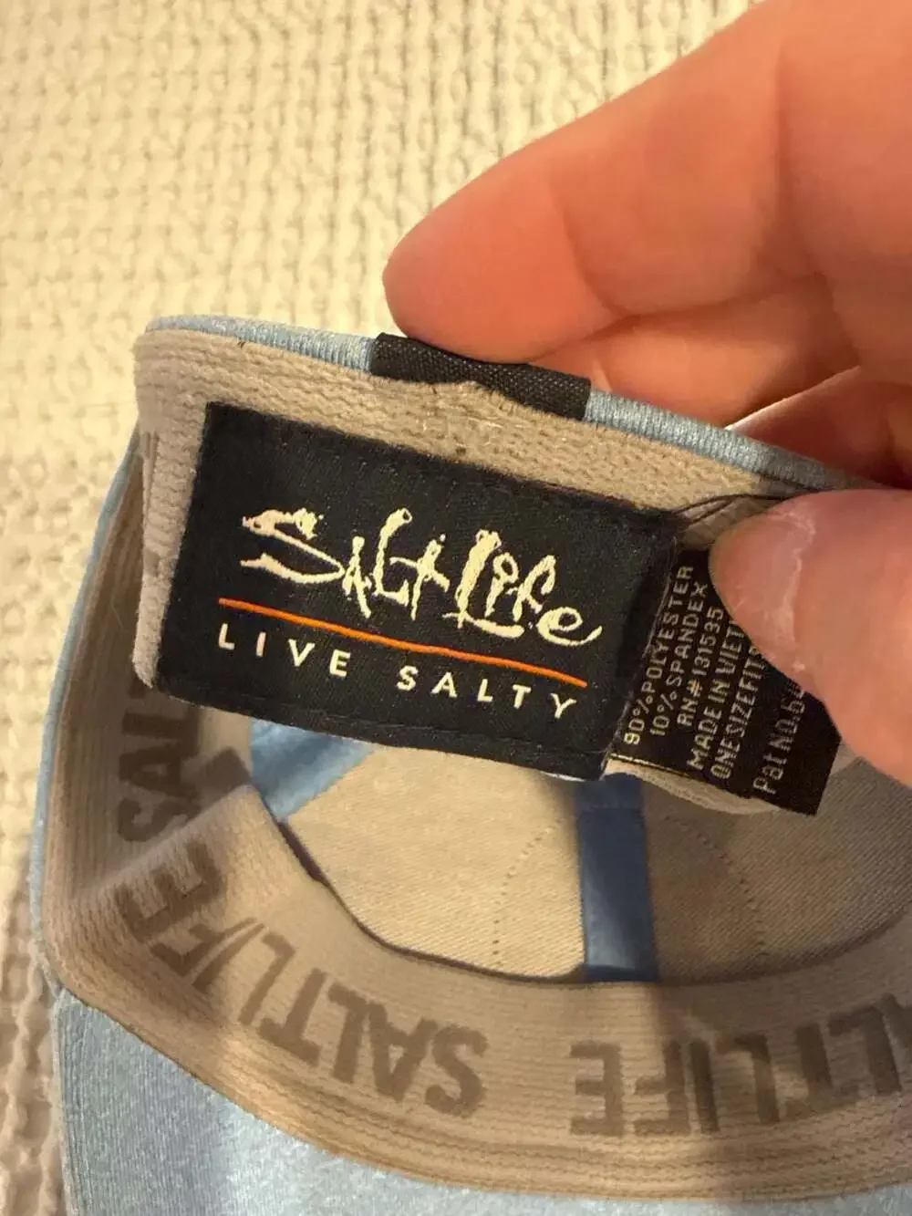 Salt Life Men's Cast Performance A-Flex Stretch Fit Hat in Light Blue - Picture 9 of 10